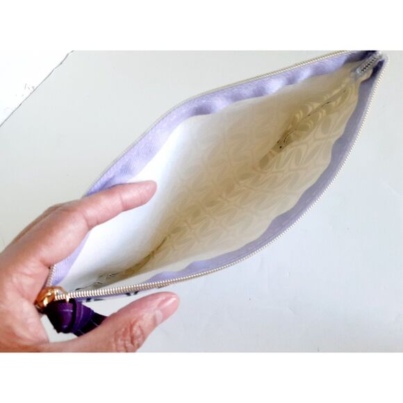 Brand New Two Navy Floral Green Abstract Prints Cosmetic Bag Purse NWOT 6"L - Picture 12 of 12